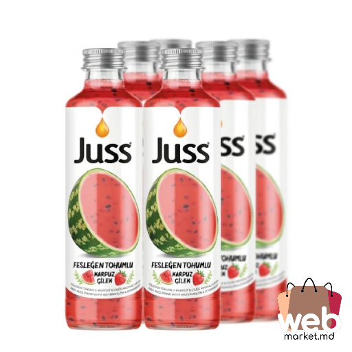 JUSS Băutură cu semințe de busuioc și aromă de pepene verde și căpșuni 250ml